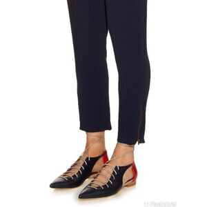 Malone Souliers Montana Two Toned Leather Lace Up Flats